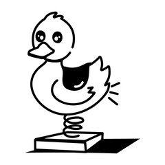 A doodle style icon depicting duck spring

