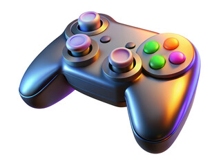 Silver game controller with buttons on background 3d illustration isolated on transparent background