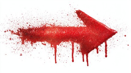 Spray Paint Arrow. Red Graffiti Arrow Pointing on a White Background
