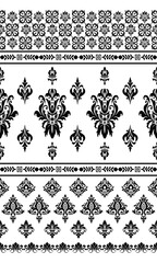 Elegant Pattern Design: A sophisticated seamless pattern, artfully combines intricate floral, geometric, and ornamental elements to produce a timeless design for decorative applications.