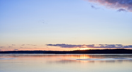 sunset over the lake