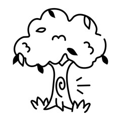 A doodle style icon depicting tree

