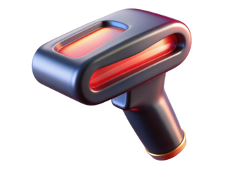 Stylized barcode scanner for retail and inventory management 3d illustration isolated on transparent background