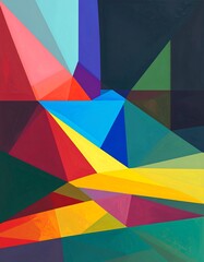 Abstract Painting With Vibrant Geometric