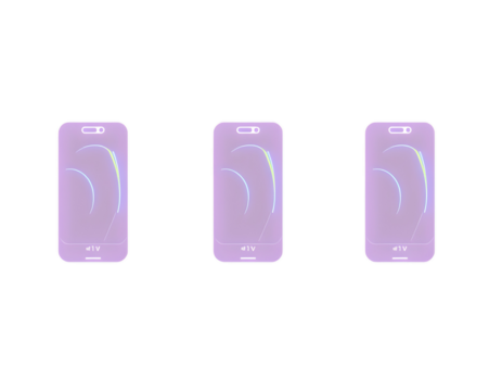 Three Rendered Purple Smartphones