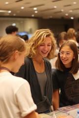 Obraz premium A closing celebration where mentors and mentees exchange favorite book recommendations