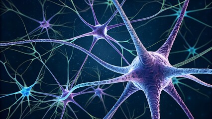 An intricate and vibrant depiction of neural networks, revealing the complex beauty of the human brain with detailed photorealism.