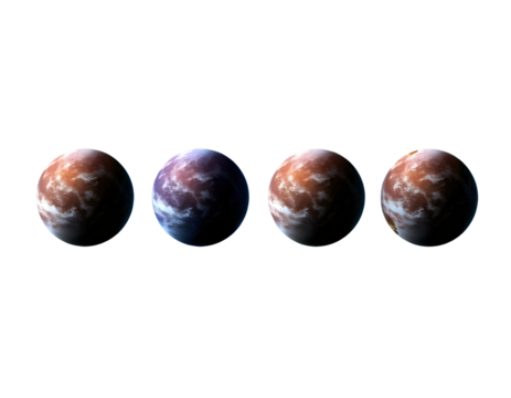 Four Alien Planets in Space