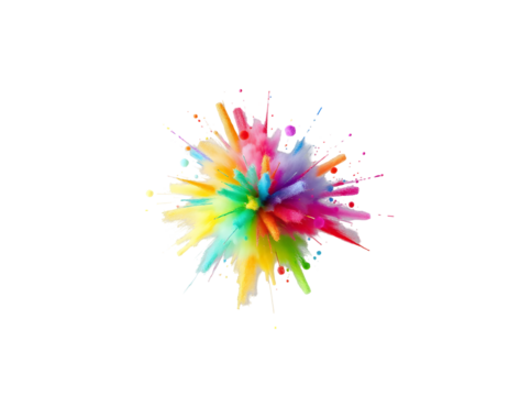 Colorful powder explosion on a transparent background
