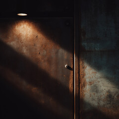 Rusty wall, dark and gritty tone, cinematic mood.