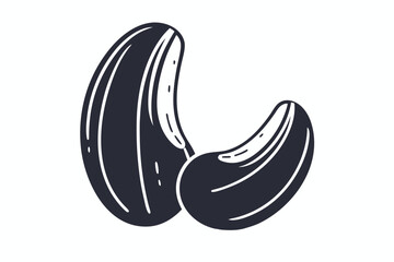 Two Hand Drawn Dark Blue Beans on White Background Isolated