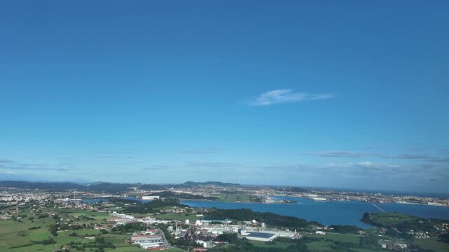 An immersive pilot&rsquo;s FPV view from a jet cockpit of the full sequence of an approach and landing at coastal Santander airport, under a blue sky. Fast motion shot x4. 4K 60FPS