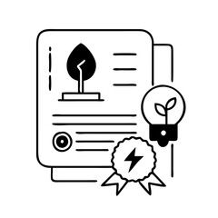Certificate of energy efficiency with a light bulb and award icon
