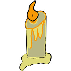 burning candle on a white background