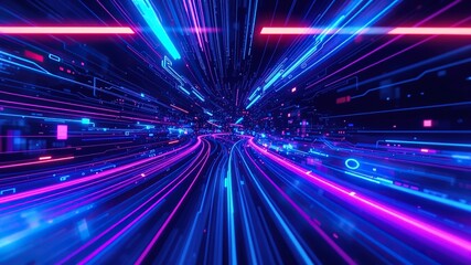 Futuristic blue digital wave with glowing particles and abstract technology background"