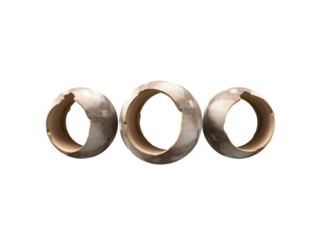 Three Hollow Spheres with Textured Surface and Inner Circle