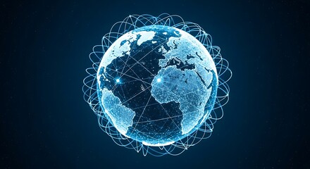 Global connectivity with digital earth, perfect for international business and technology concepts