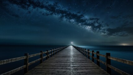 Obraz premium Wooden pier at night