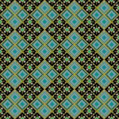 thai art pattern
The symmetrical layout and handcrafted pixel texture evoke ethnic textile aesthetics, making it ideal for use in fabric prints, wallpapers, packaging, and cultural-themed digital 