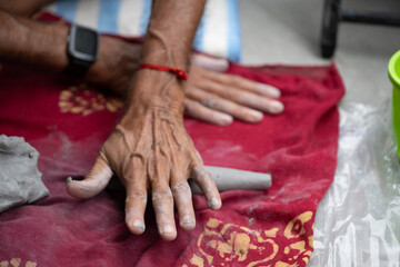  crafting an eco-friendly clay Ganesh idol for Ganesh Chaturthi 
