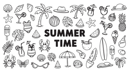 Coastal Flora and Fauna Line Art: A collection of detailed line drawings featuring various elements of coastal flora and fauna. Perfect for coloring pages, educational materials.