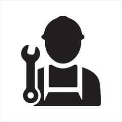 Repairman Icon silhouette vector with white background