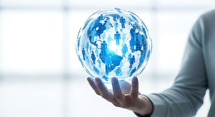 Global network in your hands representing international business connections and worldwide communication expansion