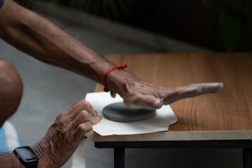  crafting an eco-friendly clay Ganesh idol for Ganesh Chaturthi 
