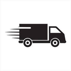 Fast moving shipping delivery truck icon silhouette