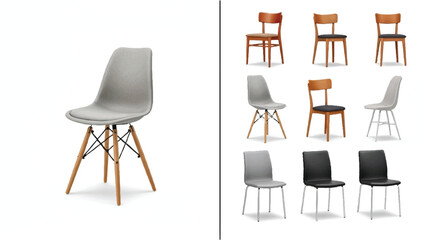 Modern Chair Assortment Collage | Collection of Furniture Designs for Interior Design Mockups, Product Catalogs, and Home Decor Marketing