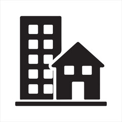  Residential Complex icon silhouette vector with white background