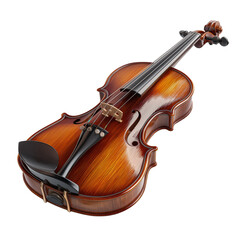 Exquisite handcrafted violin showcasing fine woodwork and elegant design in warm tones and smooth finish.  PNG image, transparent background