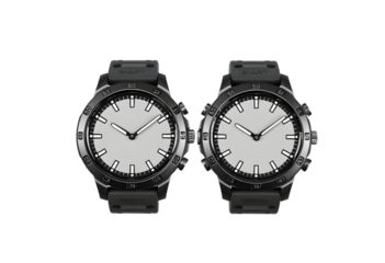 Two Stylish Black Wristwatches on a Transparent Background