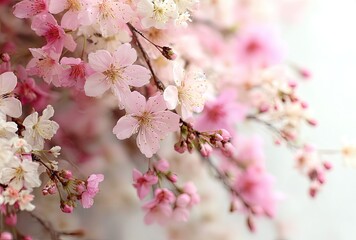 Fototapeta premium Delicate pink and white cherry blossoms