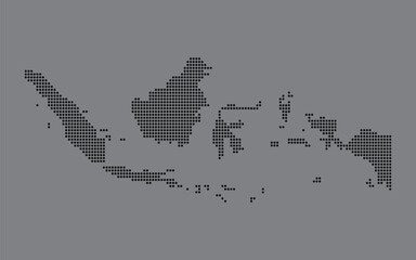 Indonesia map of dots on grey background