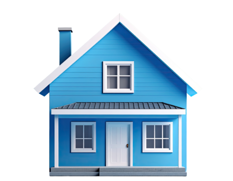 Minimalist Blue House Mockup on Solid Background – Real Estate and Property Concept Illustration