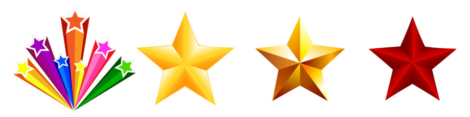 Star vector icon set.  vector illustration of various star shapes in color. Sparkle star icons.