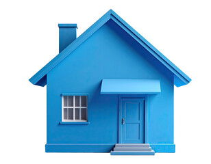 Minimalist Blue House Mockup on Solid Background &ndash; Real Estate and Property Concept Illustration