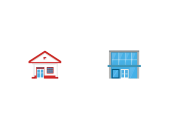 Residential and Commercial Buildings in Simple Cartoon Style