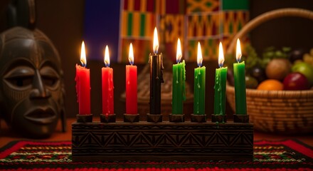 Kwanzaa Candles with Mask and Basket