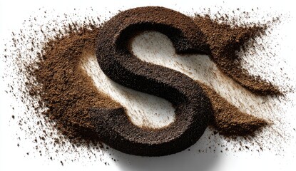 Letter S formed from coffee grounds