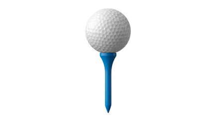 Golf ball on blue tee for recreation and sport isolated PNG with Transparent Background