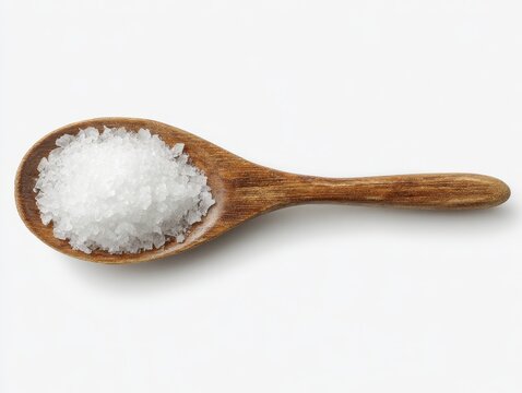 Teaspoon of Salt. Sea Salt Spoon Isolated on White Background with Clipping Path