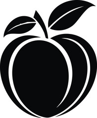 Apricot Fruit Vector Logo in Black and White Minimalist Style, Perfect for Modern Branding and Identity Design
