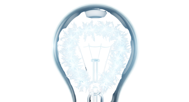 Lightbulb with frozen frost inside isolated PNG with Transparent Background