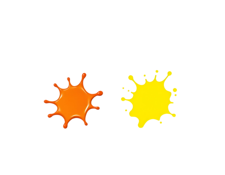 Orange and Yellow Paint Splatters on Transparent Background - Powered by Adobe