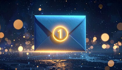 Glowing Blue Envelope/Digital Message/Dark Background