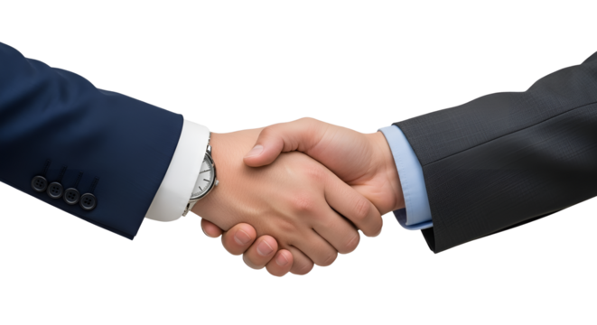 Business handshake representing an agreement isolated PNG with Transparent Background