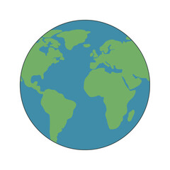 Obraz premium A flat vector illustration of planet Earth, showcasing the continents of Europe and Africa, symbolizing global concepts and environmental awareness
