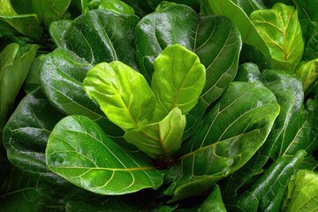 Lush green leaves, close-up